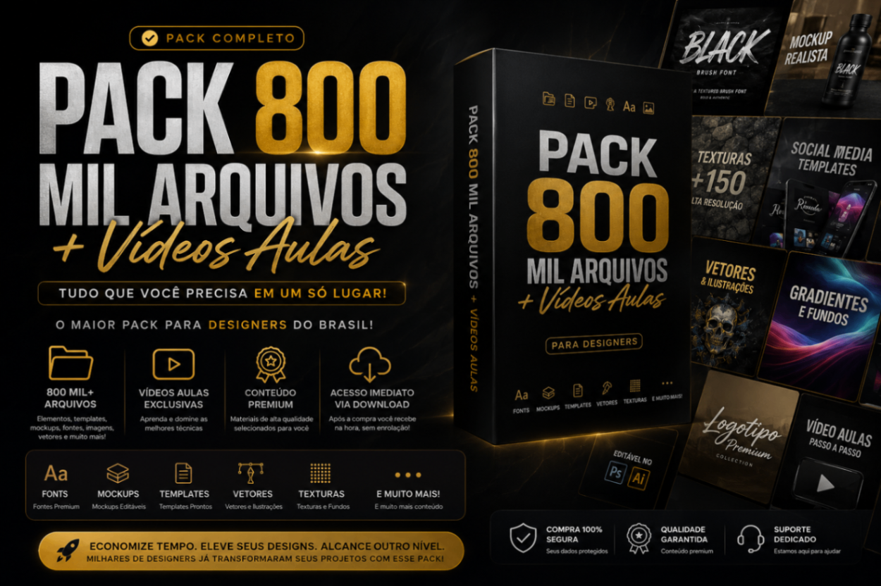 ✅ Pack 800 Mil Arquivos + Videos Aulas Para designers